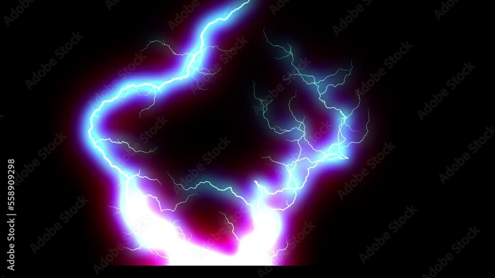 Purple and blue lightning glow energy rotate animation. 2D computer rendering motion graphic Purple and blue lightning glow energy rotate animation. 2D computer rendering motion graphic
