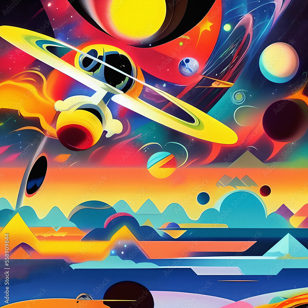 Obraz premium Abstract cosmic retro poster illustration