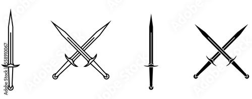 sword icon set. vector illustration