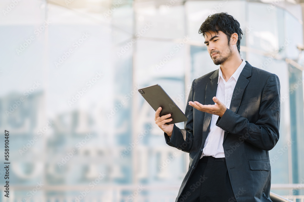 Businessman male team meeting to present new plan through digital tablet, remote work, team meeting. Businessman male team meeting to present new plan through digital tablet, remote work, team meeting.
