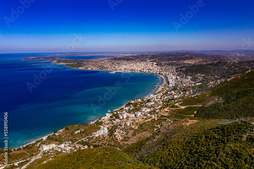 Aerial View of Vlorë and the Adriatic Coast