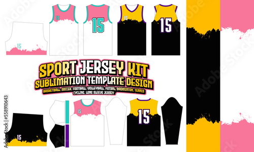 Jersey layout design for sports apparel with splatter background 173 pattern textile t-shirt, Soccer, Football, E-sport, Volleyball, basketball, futsal