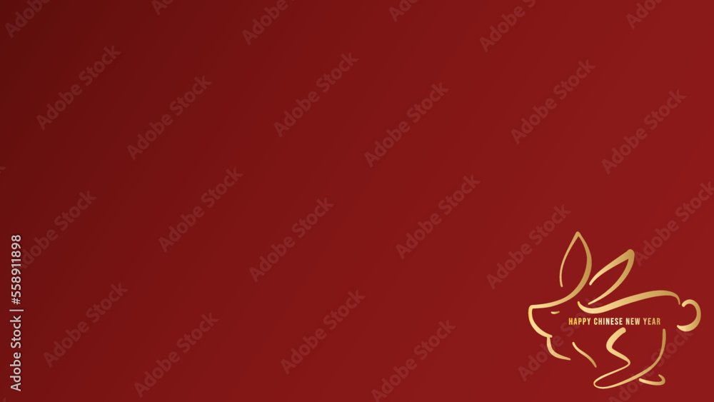 Chinese new year background with copy space for text , year of the rabbit and Asian elements on red background, for online content, illustration Vector EPS 10