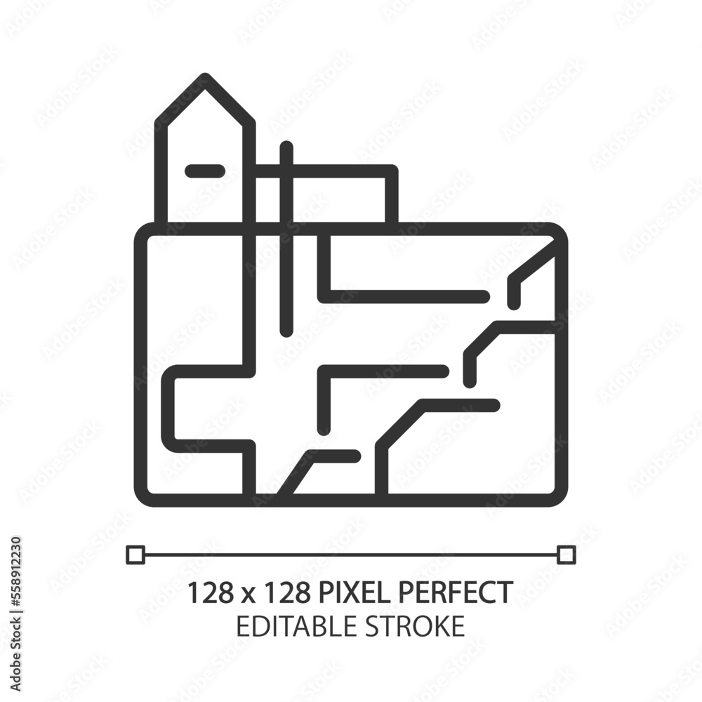 Underground mining pixel perfect linear icon. Heavy industry. Excavation and extraction of ore, minerals. Coal mining. Thin line illustration. Contour symbol. Vector outline drawing. Editable stroke Underground mining pixel perfect linear icon. Heavy industry. Excavation and extraction of ore, minerals. Coal mining. Thin line illustration. Contour symbol. Vector outline drawing. Editable stroke