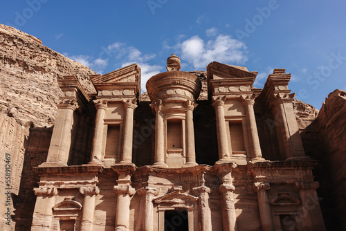 The Monastery tomb  carved in stone at the famous archaeological site Petra in Jordan.