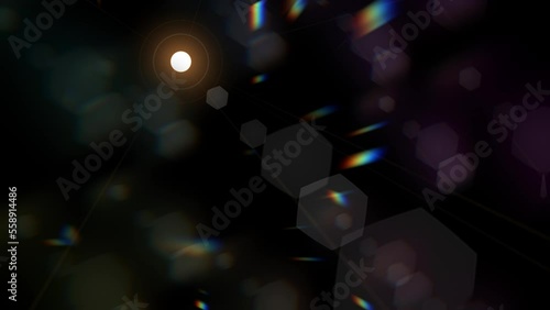 Lens flare with prism animation effect animation background. 2D graphic vfx rendering