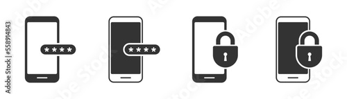 Locked phone icon. Vector illustration.