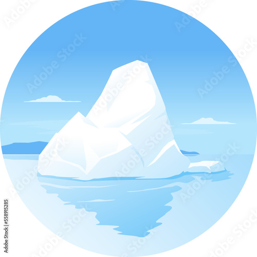 One iceberg in the sea, tip of the iceberg, isolated