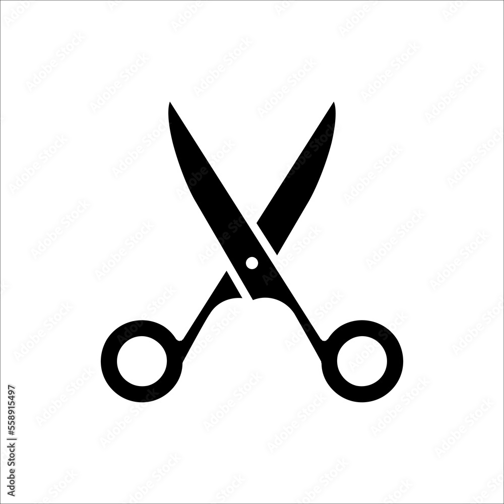 Scissors icon, isolated on white background. Scissors icon, isolated on white background.