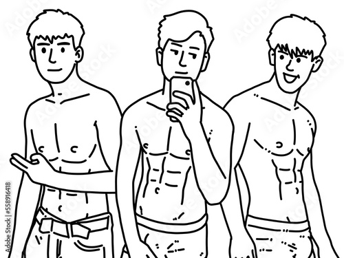 black and white of men cartoon for coloring