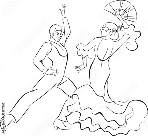 Man and woman dancing flamenco photo