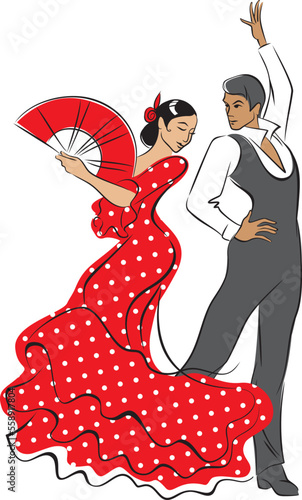 Man and woman dancing flamenco