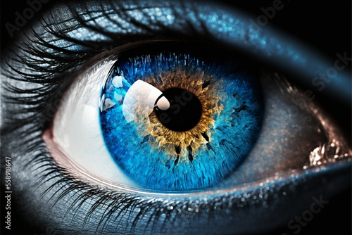 GENERATIVE AI close up of a blue eye