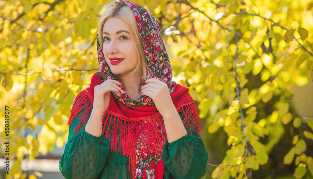 Ethno clothes style for ladies, Boho mix fashionable details. Ukrainian, Slavic nice lady Ethno clothes style for ladies, Boho mix fashionable details. Ukrainian, Slavic nice lady