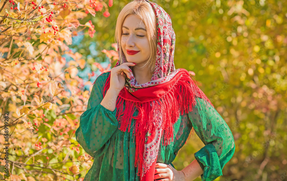 Ethno clothes style for ladies, Boho mix fashionable details. Ukrainian, Slavic nice lady Ethno clothes style for ladies, Boho mix fashionable details. Ukrainian, Slavic nice lady