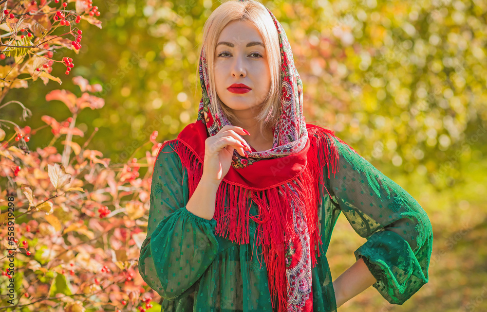 Ethno clothes style for ladies, Boho mix fashionable details. Ukrainian, Slavic nice lady Ethno clothes style for ladies, Boho mix fashionable details. Ukrainian, Slavic nice lady