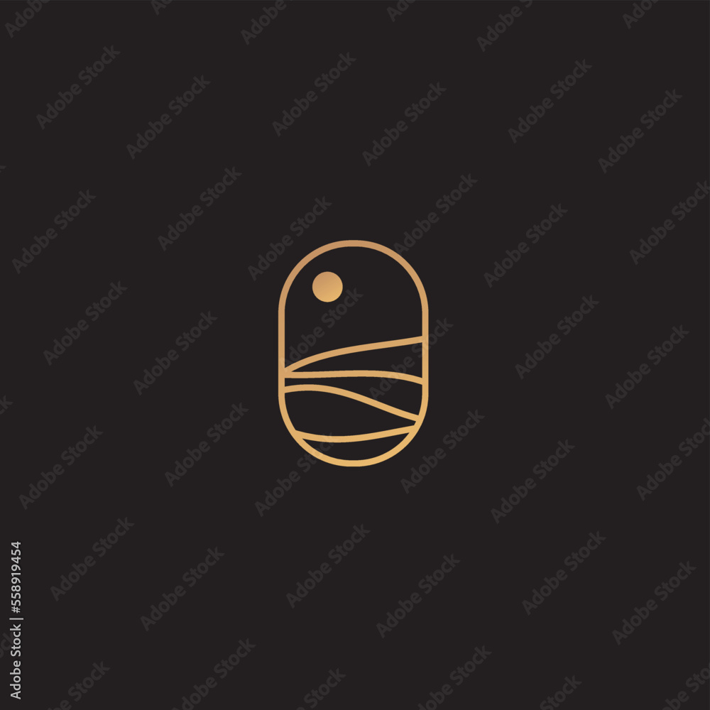 High sand , desert, logo design. Vector illustration of abstract wave with moon view.logo design vector line icon template High sand , desert, logo design. Vector illustration of abstract wave with moon view.logo design vector line icon template
