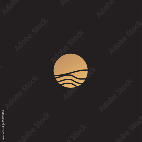 Obraz na płótnie High sand , desert, logo design. Vector illustration of abstract wave with moon view.logo design vector line icon template w salonie