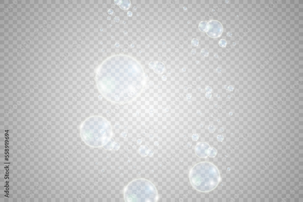White beautiful bubbles on a transparent background vector illustration. Bubble.
White beautiful bubbles on a transparent background vector illustration. Bubble.