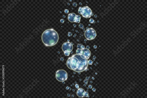	
White beautiful bubbles on a transparent background vector illustration. Bubble. photo