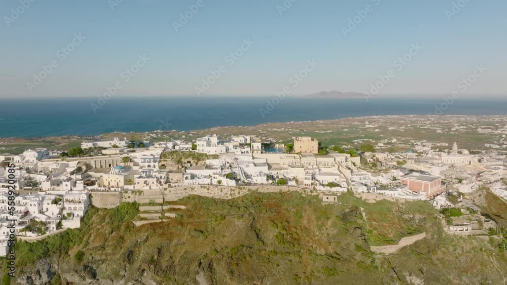 Aerial of Santorini island with the village of Oia, Greece Aerial of Santorini island with the village of Oia, Greece