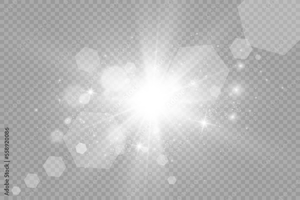 Special lens flash, light effect. The flash flashes rays and searchlight. illust.White glowing light. Beautiful star Light from the rays. The sun is backlit. Bright beautiful star. Sunlight. Glare.
Special lens flash, light effect. The flash flashes rays and searchlight. illust.White glowing light. Beautiful star Light from the rays. The sun is backlit. Bright beautiful star. Sunlight. Glare.