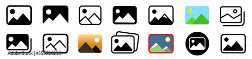 Gallery icon set. Image gallery. Picture symbol .Photo signs. Silhouette of an image, Photo album icon. Vector illustration