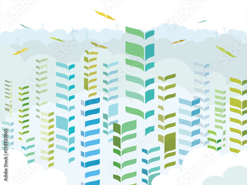 Layer upon layer 3 Freedom & Progress City shows the building change to bird and fly that cooperate the theme vector illustration graphic EPS 10