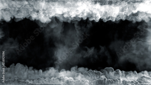 Top - bottom frame for content of heavy smoke, isolated - object 3D illustration