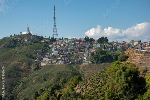Beautiful eastern Himalayan hill city Kurseong near Darjeeling, West Bengal India, View of Kurseong town. © Rima