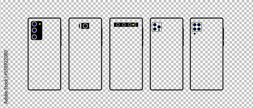 Back view for detailing  New smartphone isolated transparency background. vector illustration
