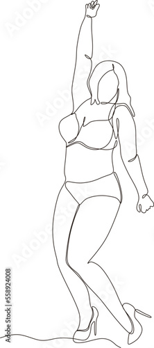 continuous line art of a sexy pin up girl in a classic pin up pose.vector