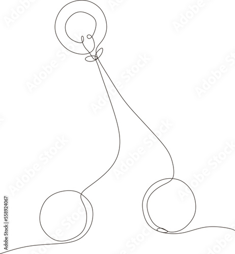 continuous line of Lato Lato on a cardboard background, a toy that is currently viral in Indonesia, is the focus of choice.vector,illustration