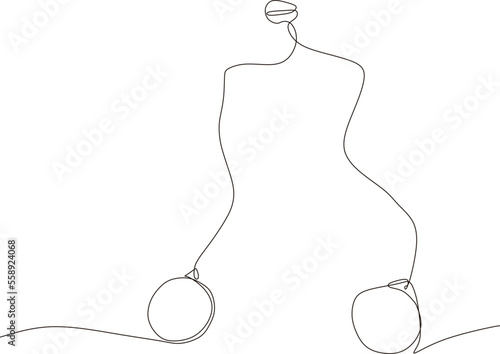 continuous line of Lato Lato on a cardboard background, a toy that is currently viral in Indonesia, is the focus of choice.vector,illustration