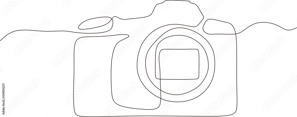 Continuous line art or one line drawing of camera in linear style and ...