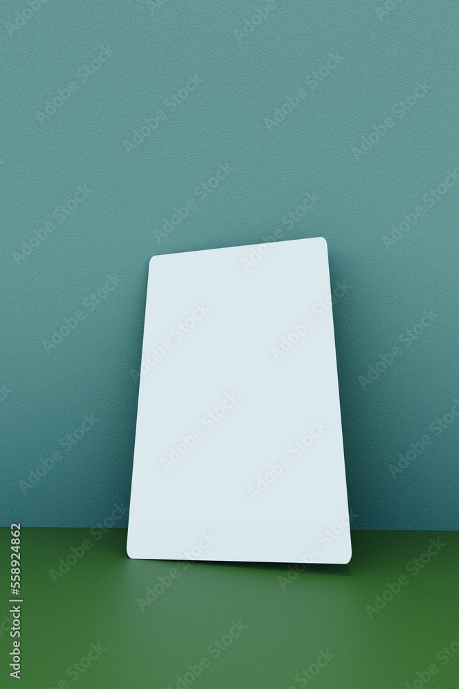 Empty credit or gift card template. Card leaning against wall. Copy space available. Card modelled against official credit card sizes.