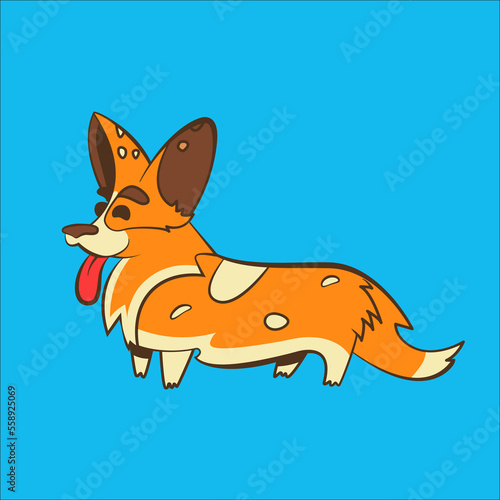 Cute cartoon red corgi dog