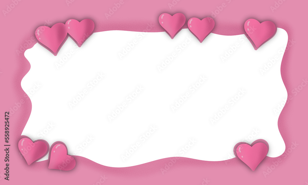 pink frame decoration with heart shape to celebrate valentine day. isolated transparent background png