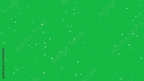 Blinking color stars on green screen background motion graphic effect