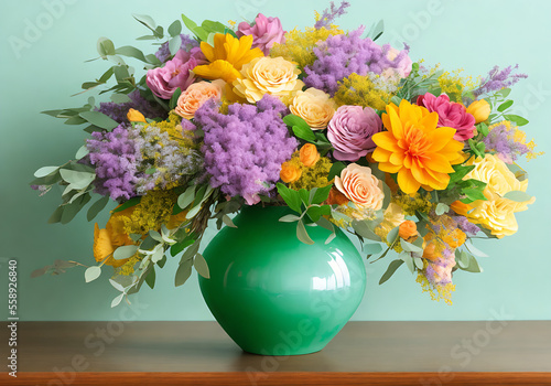 Wallpaper Mural Beautiful, vivid, colorful mixed flower bouquet still life detail Generative AI Torontodigital.ca