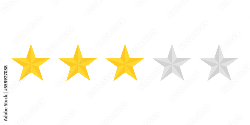 Five stars rating icon on transparent background. Five stars rating icon on transparent background.