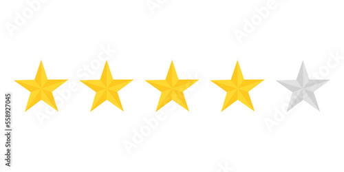 Five stars rating icon on transparent background.