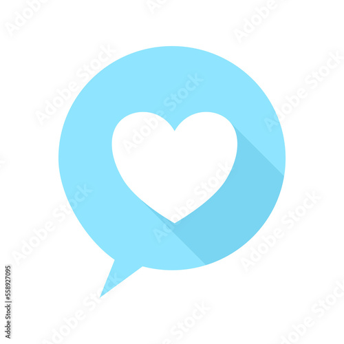 Speech bubble heart icon on transparent background.