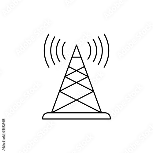 Radio tower, signal tower icon in line style icon, isolated on white background