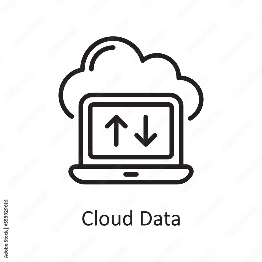 Cloud Data Outline Icon Design illustration. Web Hosting And Cloud Services Symbol on White background EPS 10 File Cloud Data Outline Icon Design illustration. Web Hosting And Cloud Services Symbol on White background EPS 10 File
