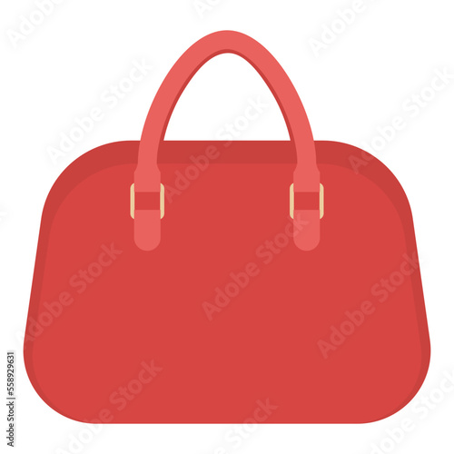 Red fashion bag with handles isolated