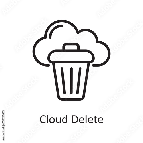 Cloud Delete Outline Icon Design illustration. Web Hosting And Cloud Services Symbol on White background EPS 10 File