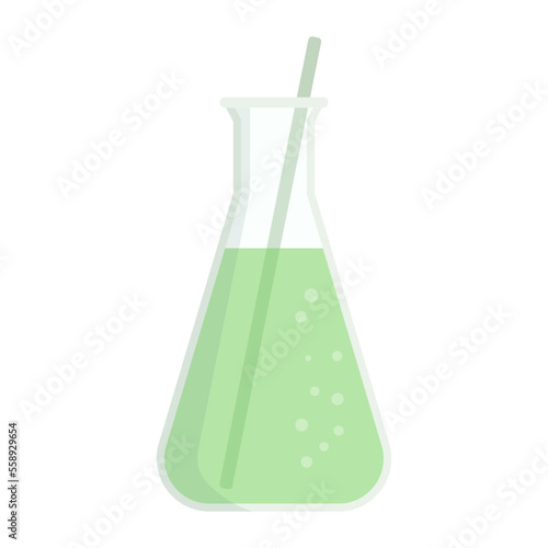 Beaker lab glassware with green solution, isolated