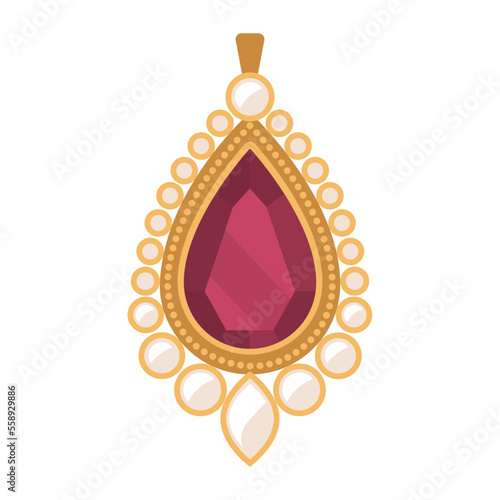 Luxury pendant with gems isolated object