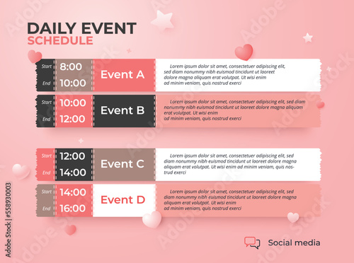 Upcoming daily event schedule flyer poster template.